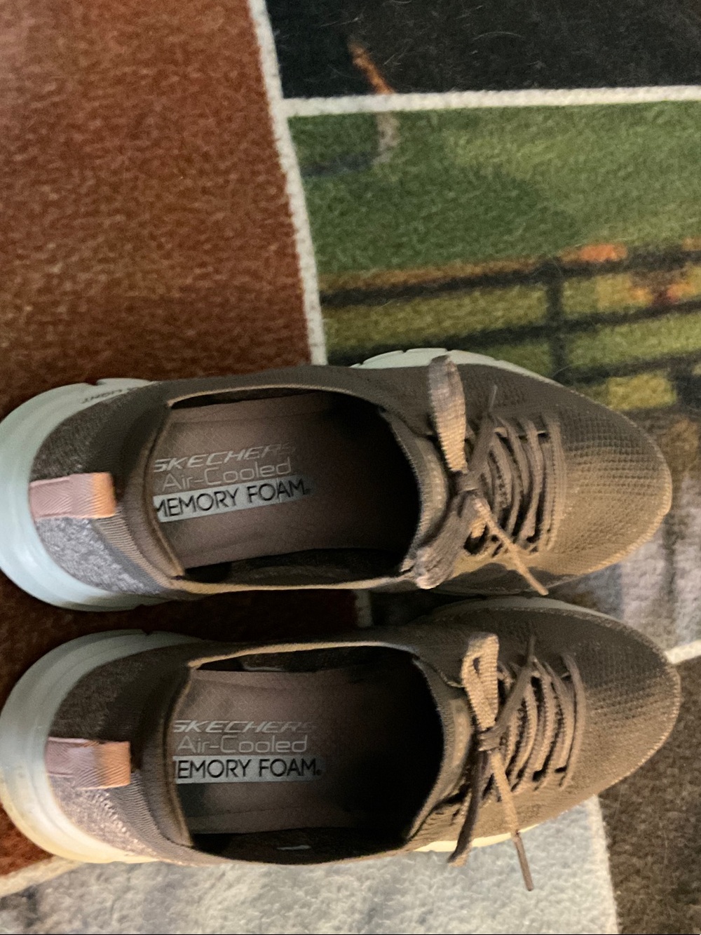 Skechers Women's Olive Knit Lace-Up Athletic Shoes